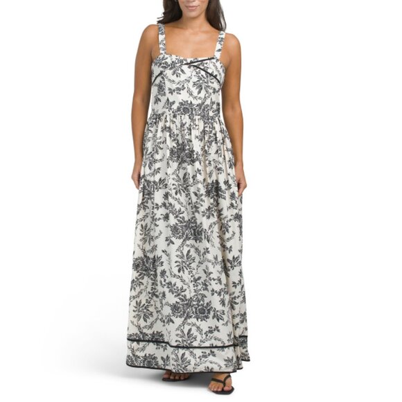 TULIP Black Cream Floral Tiered Maxi Dress - Picture 1 of 2